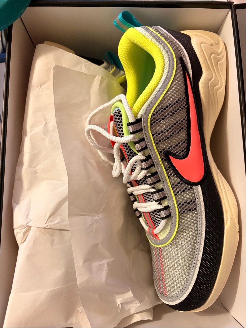 Nike Neon Volt & Teal Trainer with Coral Accents